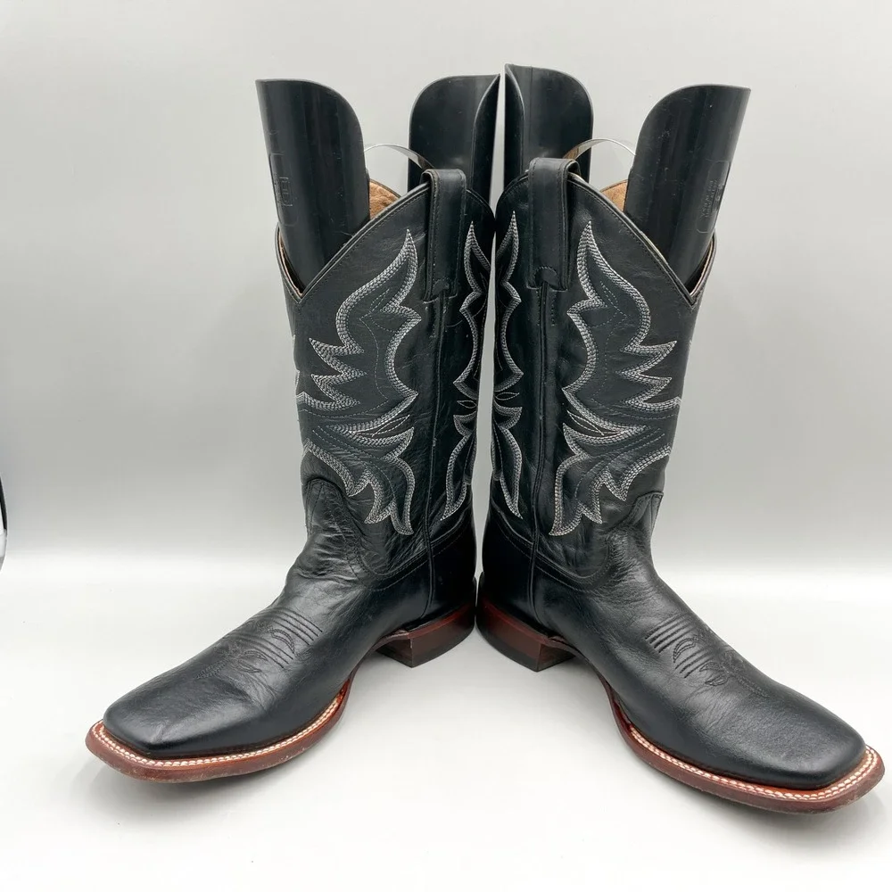 Shyanne Womens 8.5B Black Leather Square Toe Western Cowboy Ranch Rodeo Country
